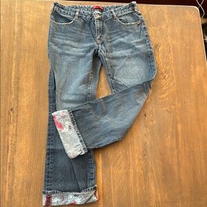 Billabong Blue Ankle Cropped Jeans with Rolled Cuffs